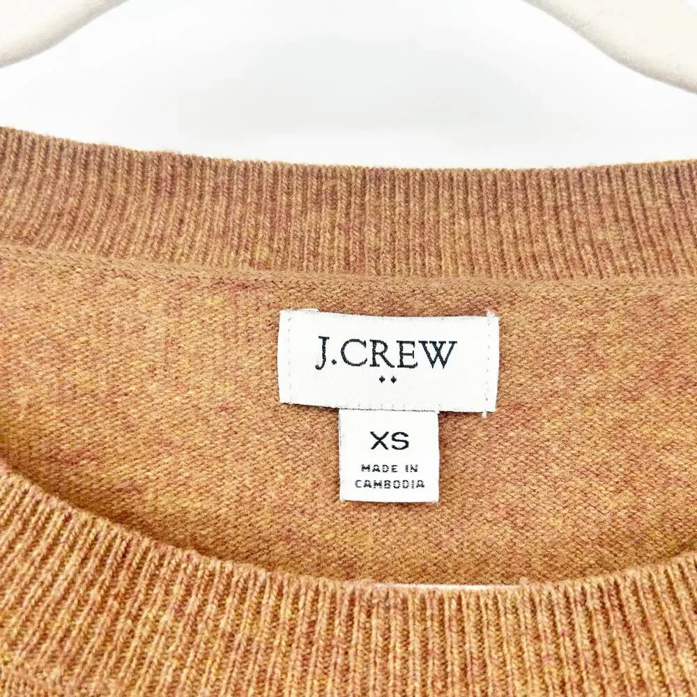 J. Crew‎ Womens Fall Knit Merino Wool Blend Tunic Sweater Size XS Heather Camel